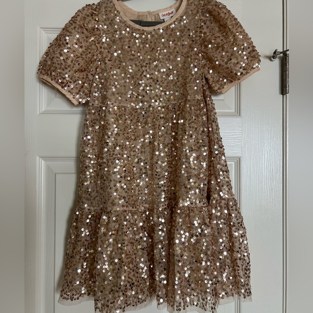 Cat & Jack Gold Sequin Babydoll Party Dress